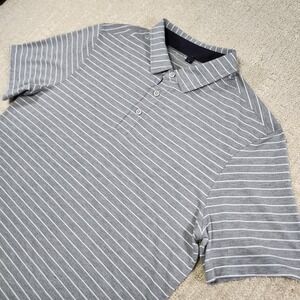 Lululemon Evolution Polo Men Medium Gray Bunker Stripe Performance Shirt Golf
